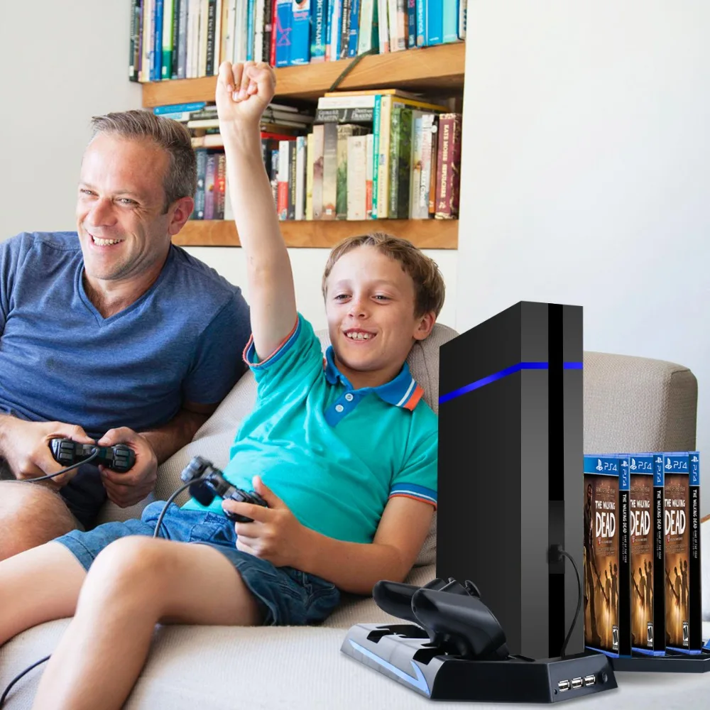 Вертикальная подставка и вентилятор охлаждения для Sony PS4 игры Держатель двойной