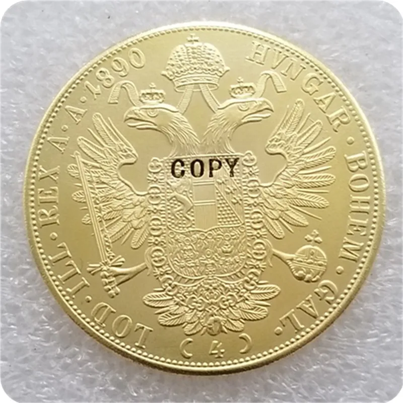 1873-1894 Австрия 4 дуката копия монет - Цвет: 1890