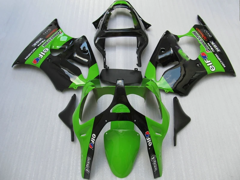 

Набор пластиковых обтекателей для Kawasaki, набор обтекателей для инъекций ZX 6R 2000 2001 2002 Зеленый Черный боди ZX6R 00 01 02 AA51