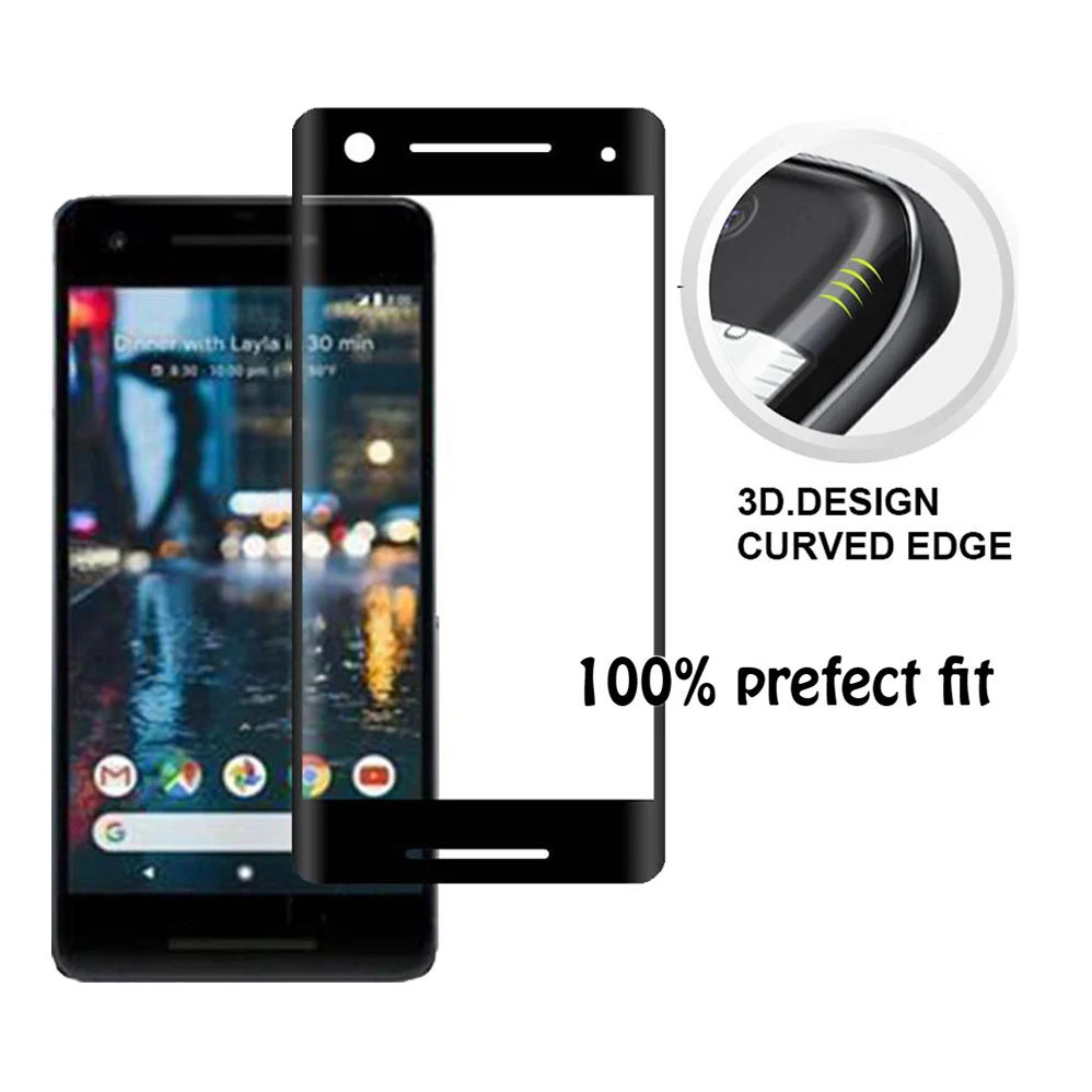 Защитное стекло закаленное с полным покрытием для Google Pixel 2|Защитные стёкла и