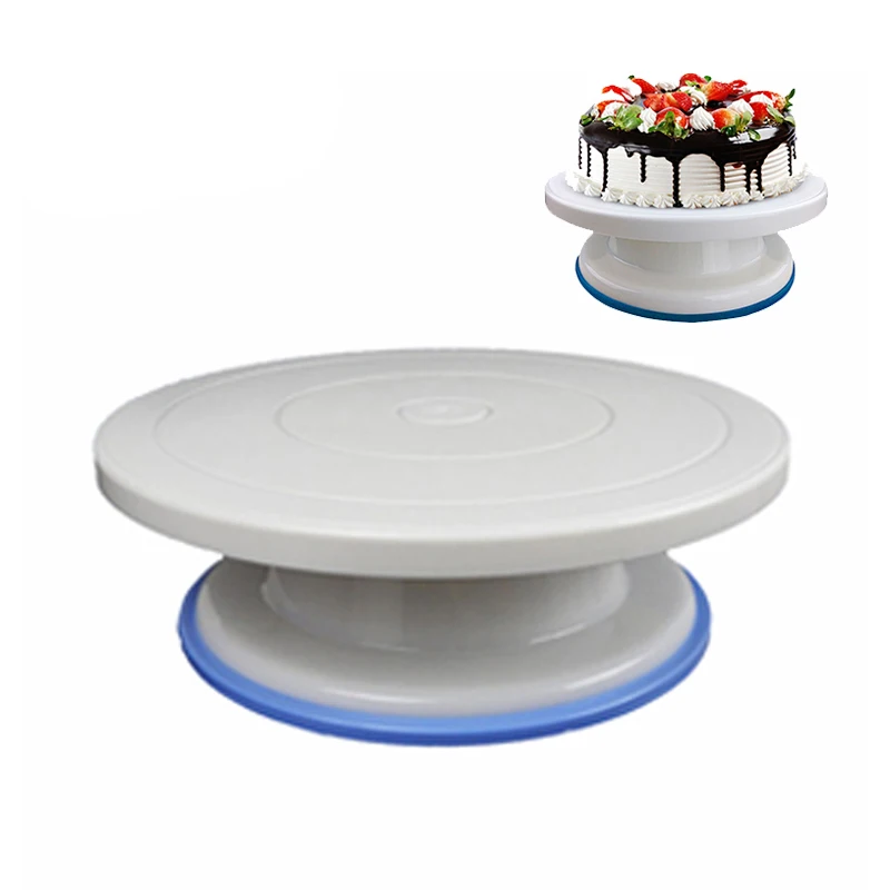 Cake turntable 27 см пластиковый поворотный стол для торта, вращающийся нож для торта, пластиковый нож для украшения теста, поворотный стол, противоскользящая круглая подставка для торта, поворотный стол - Цвет: Cake turntable