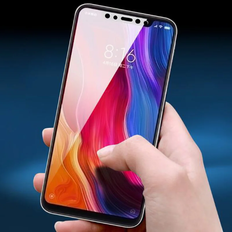 Закаленное защитное стекло для Xiaomi Mi 8 2.5D с защитой от синего цвета Защитная