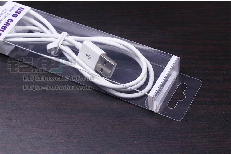 400 шт. оптом Прозрачная ПВХ упаковочная коробка для iPhone 5 6 7 Plus Xiaomi 1 метр USB кабель
