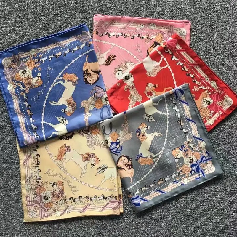 

HANSCARF Fashion Printed 100% Silk Twill Scarf Neckerchief Ladies Luxury Scarves & Wraps Bandana Small Square Silk Scarf Women