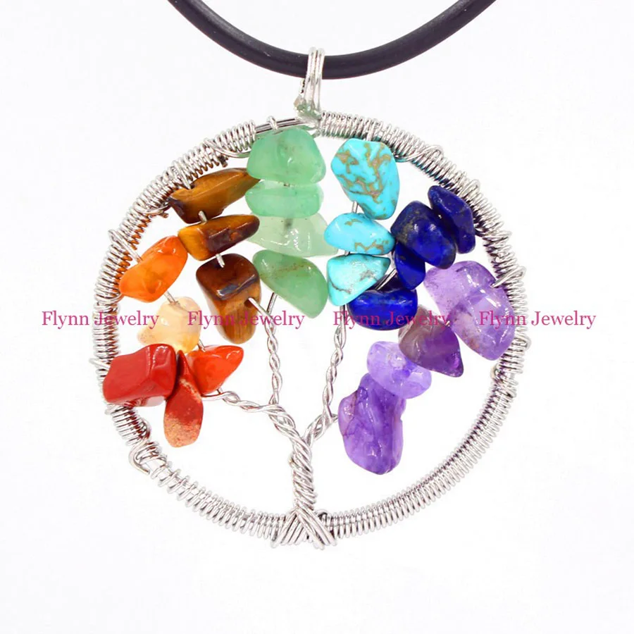 7 Чакра камень подвеска с деревом жизни маятник кристалл лазурит и т. Д. Кристалл