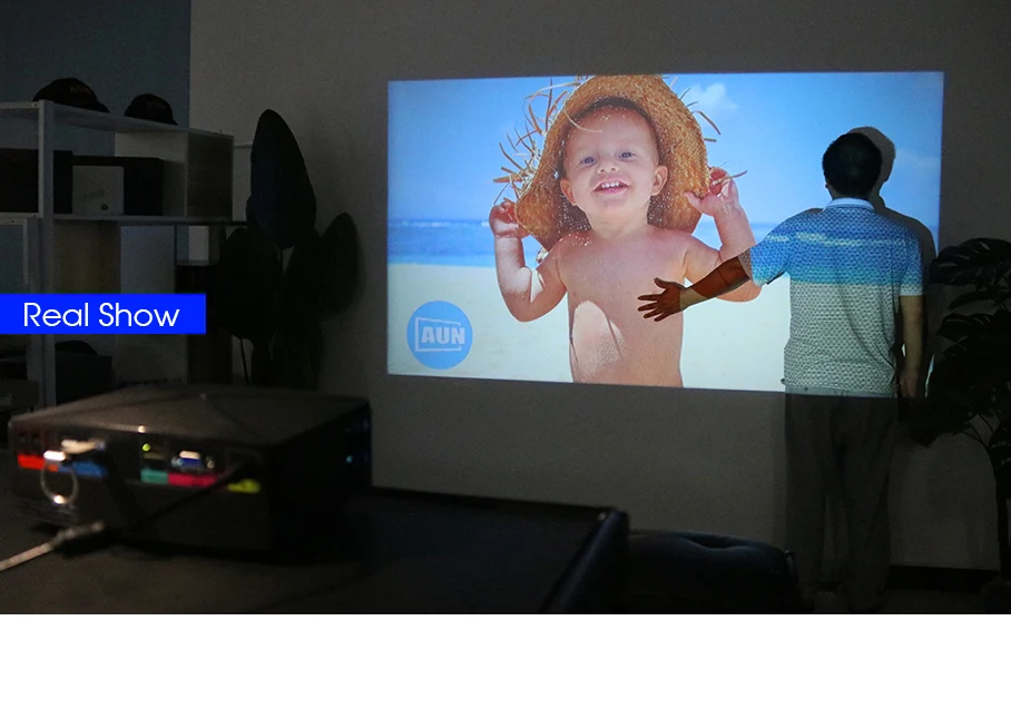 AUN Proyector C80 UP, разрешение 1280x720, 2200 люмен с Android wifi HD мультимедийный проектор для домашнего кинотеатра, дополнительный мини-проектор C80