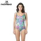 NADANBAO, цельный костюм Русалочки Цветной купальник ванный комплект в виде рыбьей чешуи; Цельный купальник с принтом для женщин без рукавов Купальник