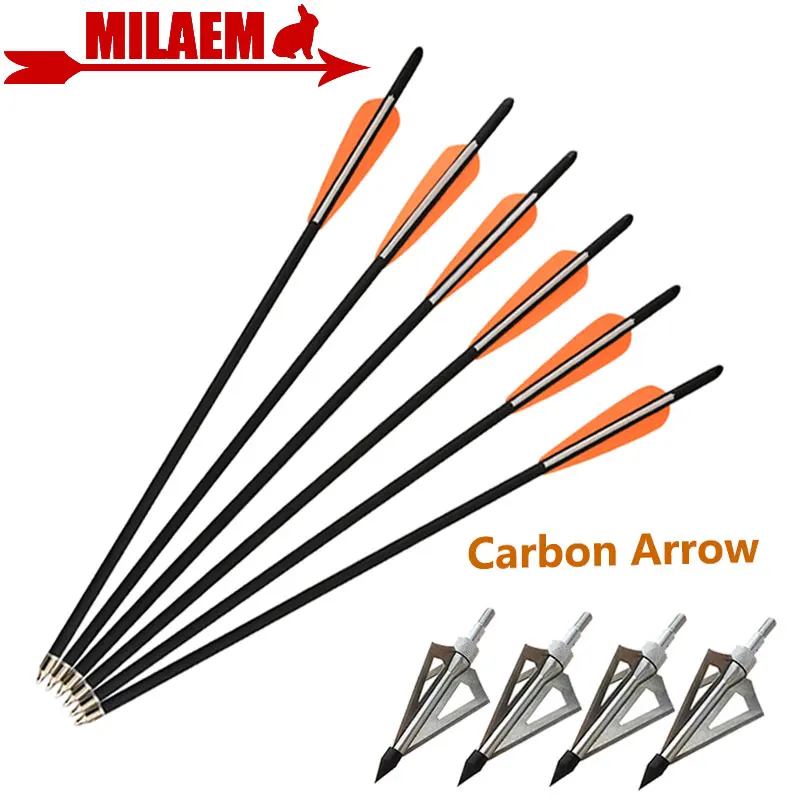 

6/12pcs 17inch Archery Carbon Arrow Crossbow Bolts Arrows Replaceable 3 blade Broadheads Shooting Hunting Bow Arrow Accessories