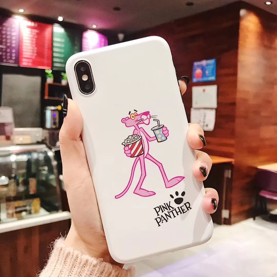 Cute cartoon expression package Pink Panther Victoria Case For iPhone 6 6s 7 8 Plus X XS MAX XR Luxury white secret imd Cover |