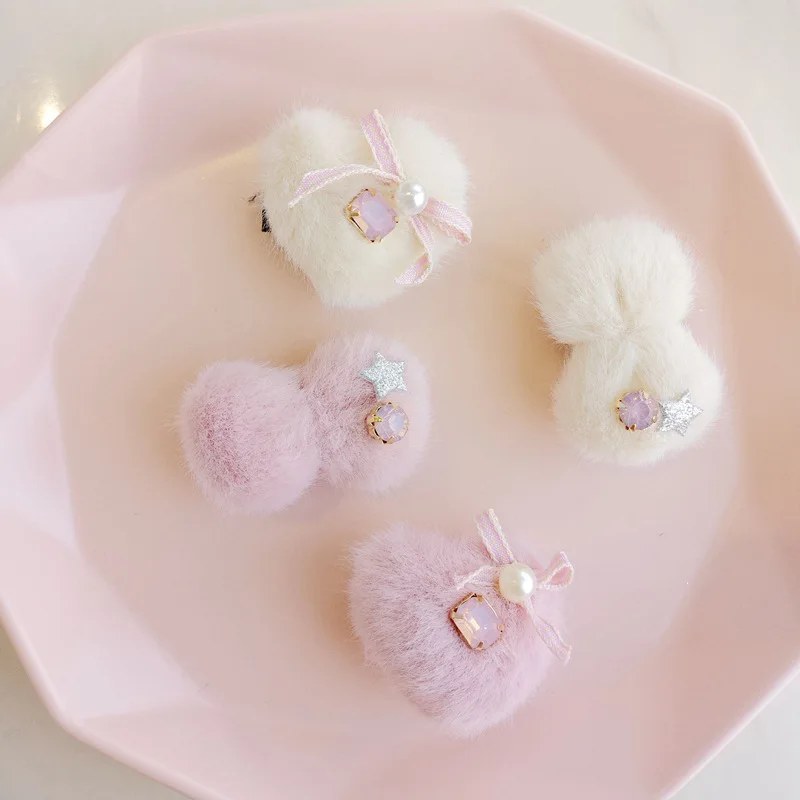 2pcs/card Girls Bow Hairpins Baby Heart Hair Accessories Fashion Hairgrip For Kids Wool Children Cute Headdress Infant Barrettes | Детская