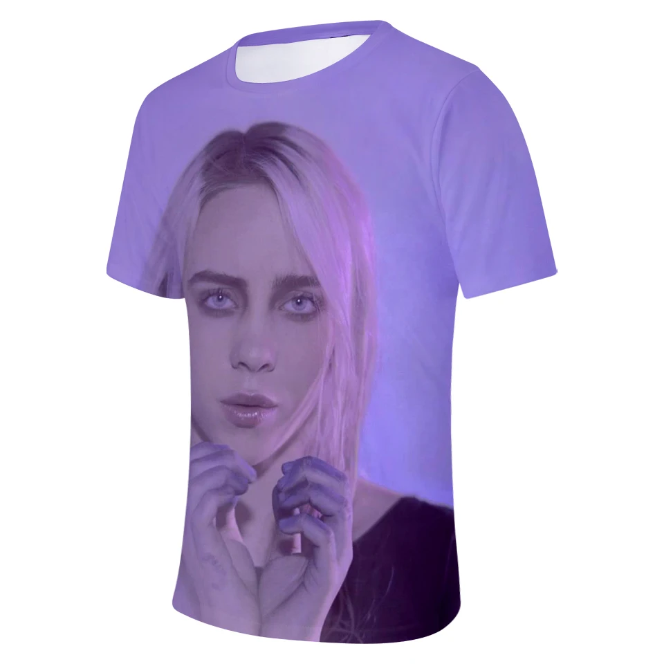 Billie Eilish, новинка, 3D футболка, для мужчин, летняя мода, хип-хоп, Harajuku, повседневная одежда, Billie Eilish, 3D, для девочек, желтая футболка