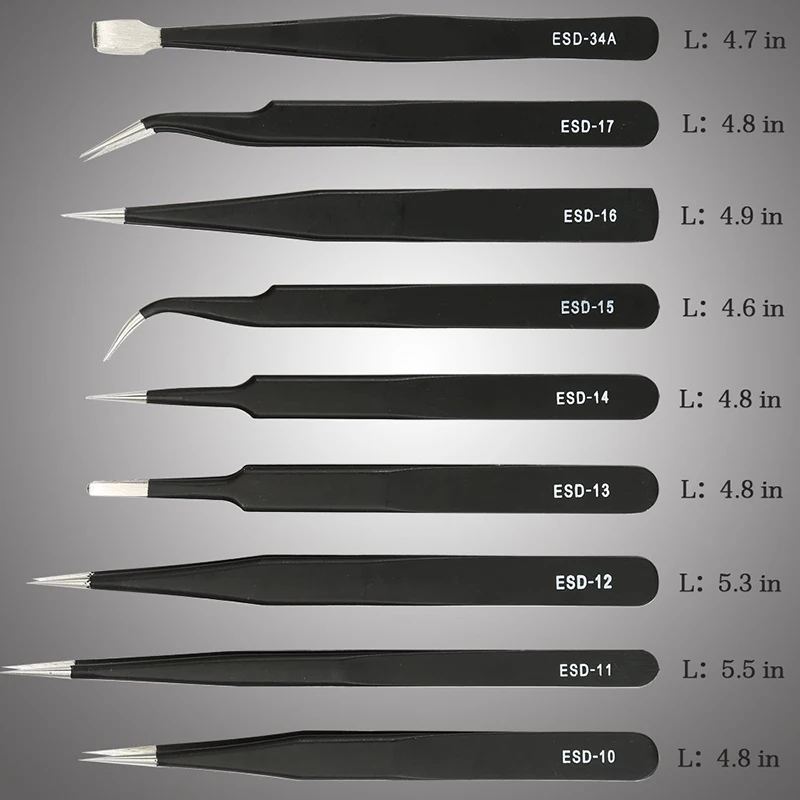 9 шт./упак. набор антистатических пинцетов из нержавеющей стали антистатические