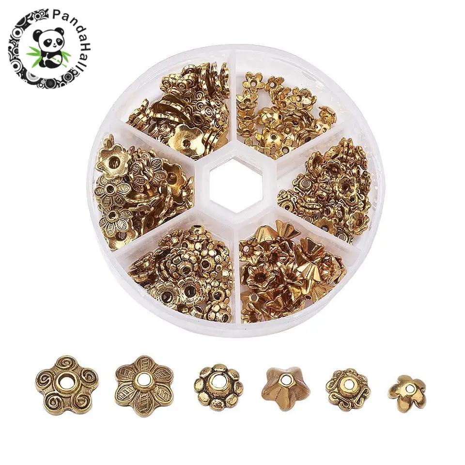 1 коробка смешанный стиль Тибетский Стиль сплав цветок бисера шапки античное