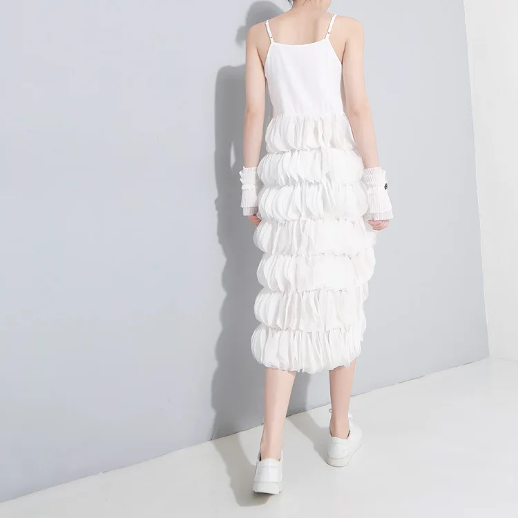 INS платье с объемным низом шифоновое костюм на бретельках бальное весну