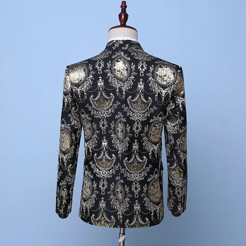 

HOKO new 2020 men's hot yinhua suit Cultivate one's morality suit fashion and personality The host stage costumes