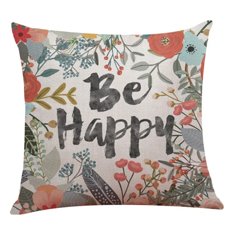 Льняная наволочка с цветочным принтом животных декоративная для сиденья