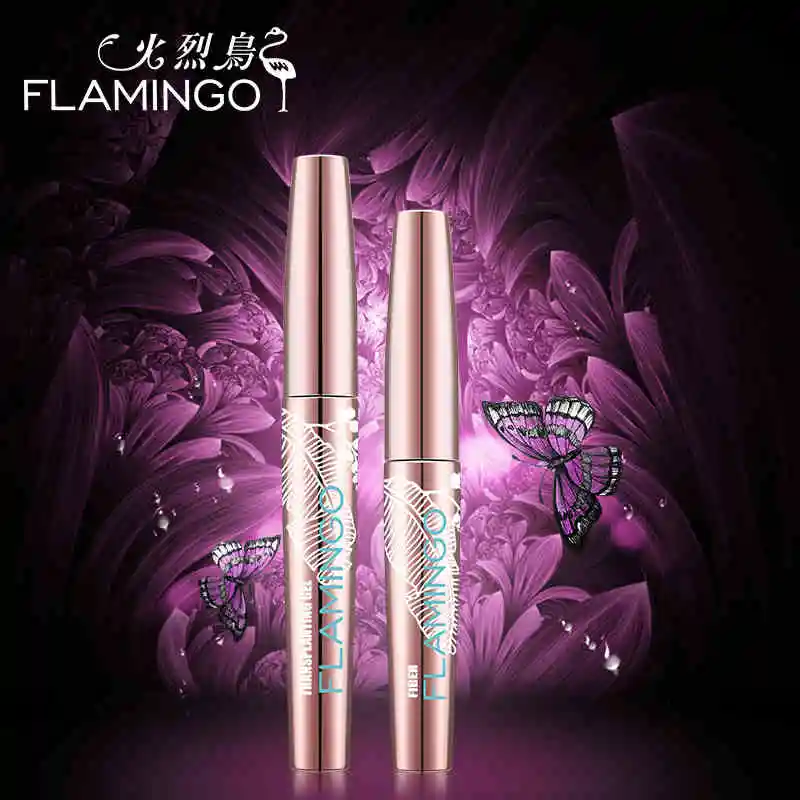 Новое обновление сочетание тушь flamingo для ресниц волокна 1 компл./2 шт. volumnizing ужин