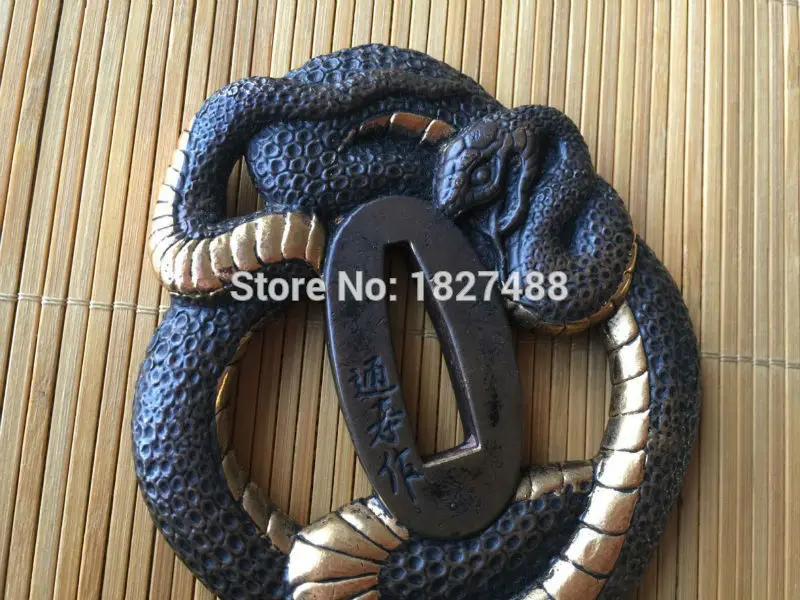 Японский медный охранник TSUBA для катанского шпага с дизайном змеи|tsuba|tsuba katana |