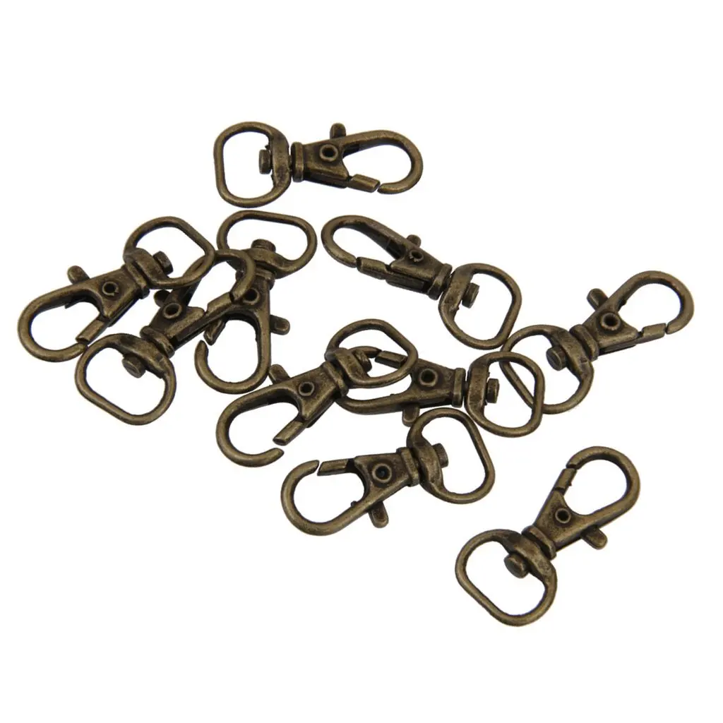 10 шт. карабинный замок металлический поворотный держатель для ключей бронза 3 6 см