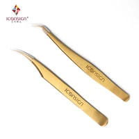 20 sets 40 pcs high quality eyelash stainless steel tweezers high tigthness gold anti static curvedbent curler make up tools