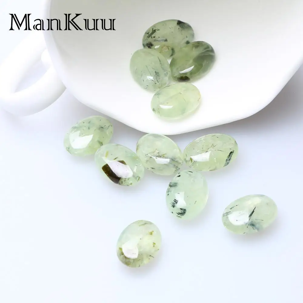 ManKuu 13*18mm Oval Perhnites Pale Green Crystal Beads Fresh Natural Stone For Jewelry Making Wholesale Lot Bulk 10pcs/Lot | Украшения и