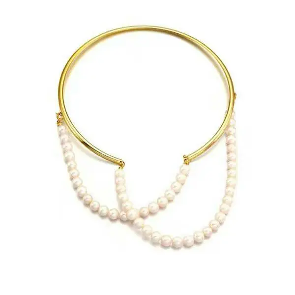 

Free shipping ins white Glass pearl collar necklace