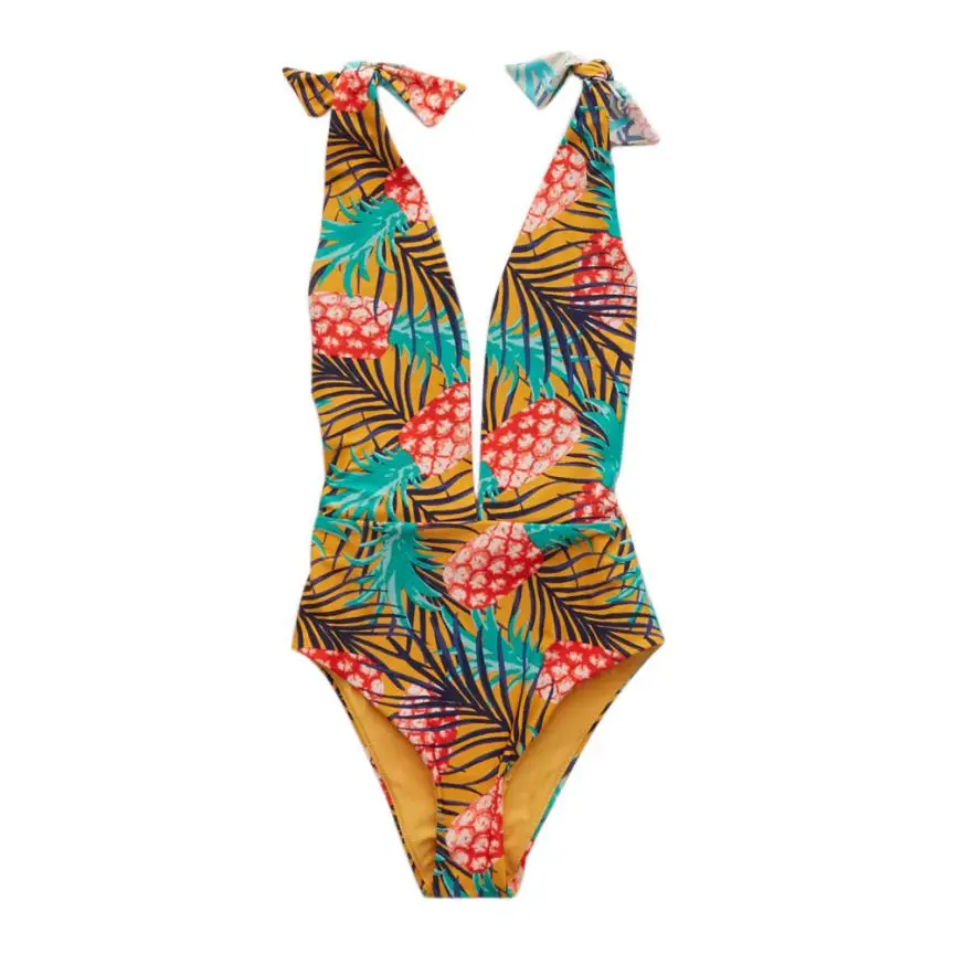 Купальник 2018 повседневные Модные женские купальники Цельный купальник с принтом