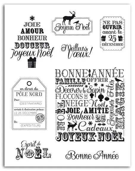 Записки DIY фото карт счет штамп ясно прозрачный Французский Приветствия JOYEUX NOEL