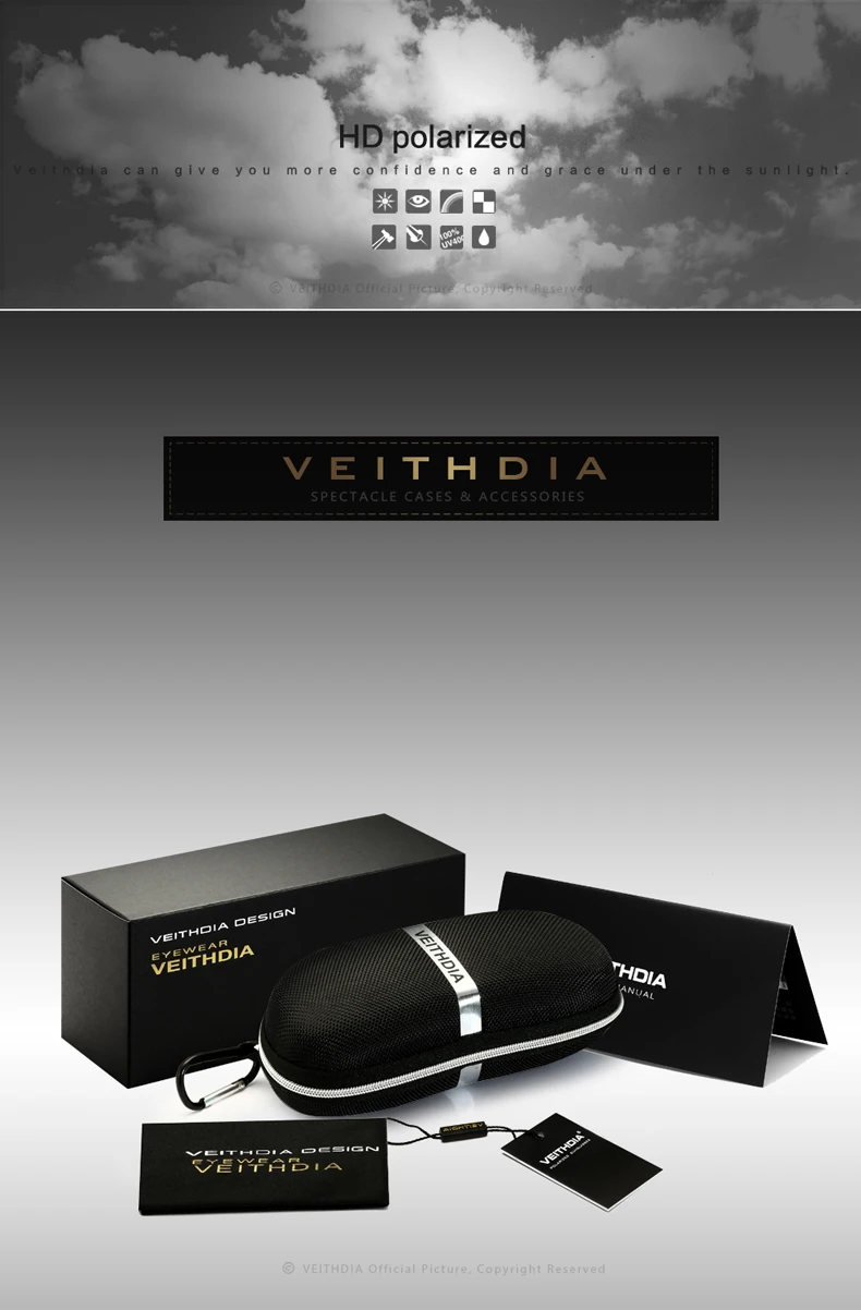 Солнцезащитные очки унисекс VEITHDIA, брендовые винтажные очки с алюминиевой оправой и поляризационными стеклами, для мужчин и женщин, модель 6109