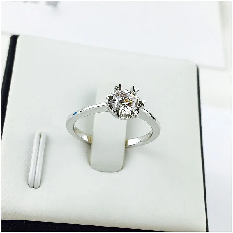Real Sterling Silver 925 0.5ct 5mm 6 Prong Moissanite Solarite Ring Engagement Wedding Rind Lab Diamond For Women | Украшения и