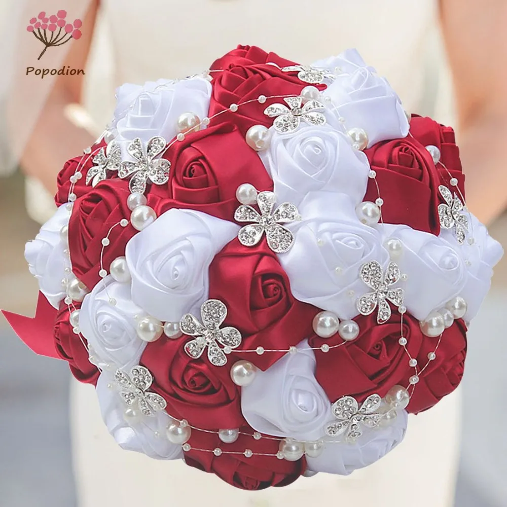 

Popodion wedding bouquet bridal bouquet wedding bouquet ribbon flower bouquet mariage WAS10141
