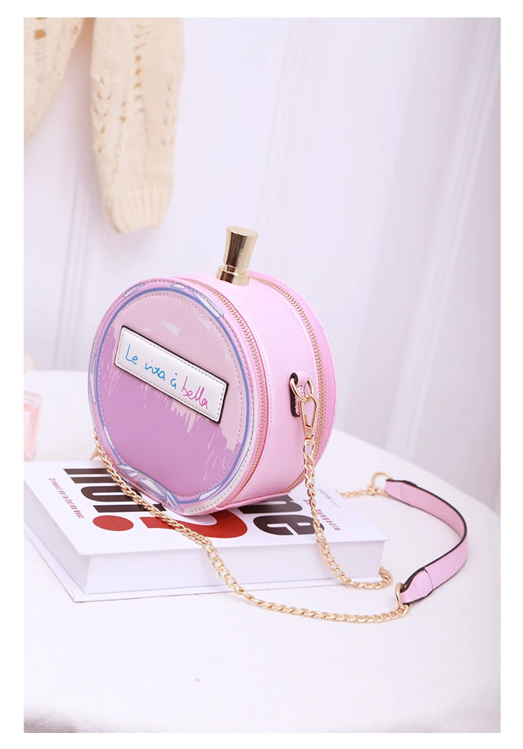 Кожаный мини-клатч с цепочкой и флаконом духов 2017 Женская сумочка модные