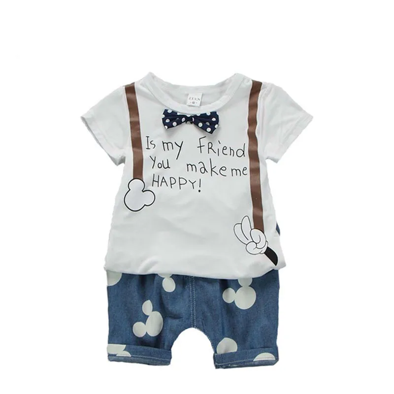 2018 New Summer Children Clothing Baby Boys Outfit Print T Shirt Plusmouse Pant 2pcs Boy Clothes Set Roupa Infantil Born |