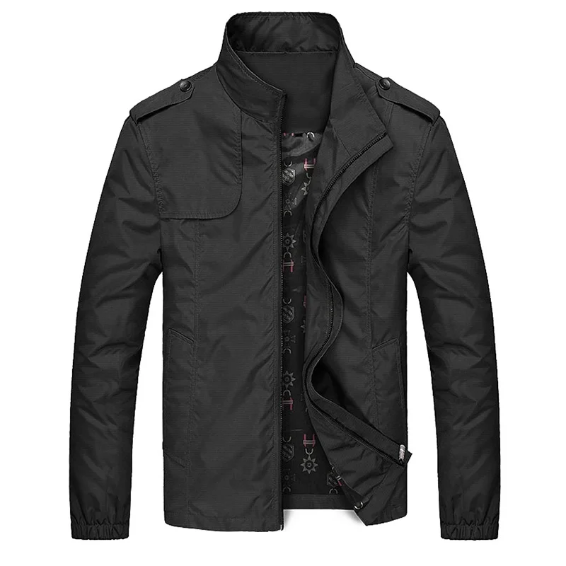 Мужская повседневная куртка бомбер однотонная Осенняя новая мужская пилот на