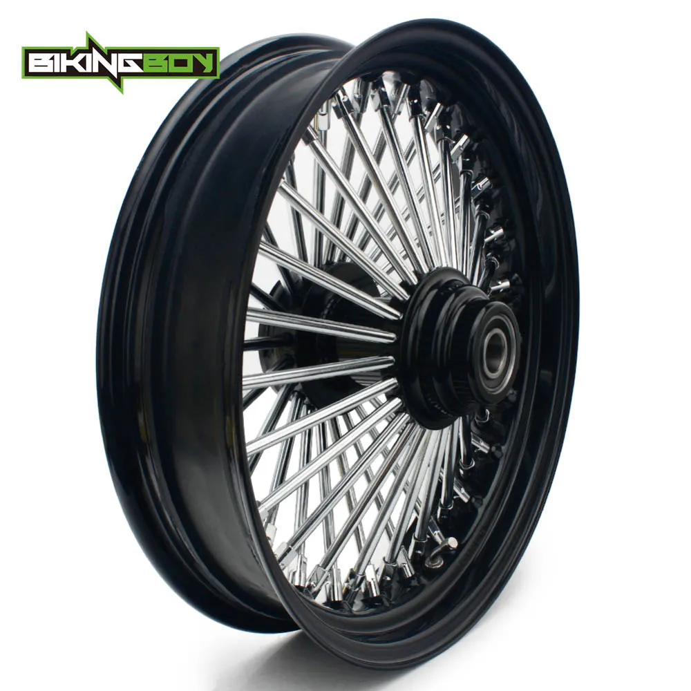 BIKINGBOY 1" x 3,5" 48 жир спиц переднего колеса обода ступицы для Harley Dyna супер Glide FXD FXDC FXDWG Низкий Райдер FXDL широкий Glide 00-07 - Color: Black