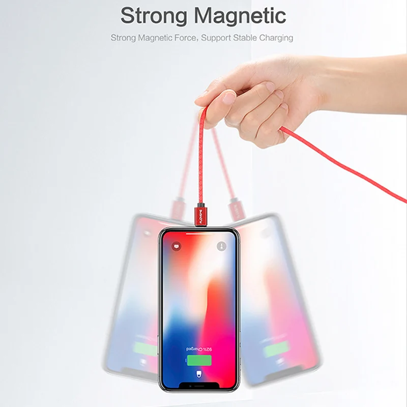 FDBRO светодиодный магнитный зарядный кабель Micro usb type C USB-C кабель 1 м 3 А Короткие Usb кабели для зарядки Магнитный кабель для передачи данных