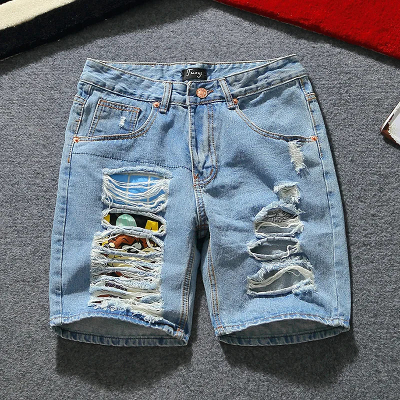 Для мужчин Джинсы для женщин Узкие рваные Print Distressed плиссированные Повседневное