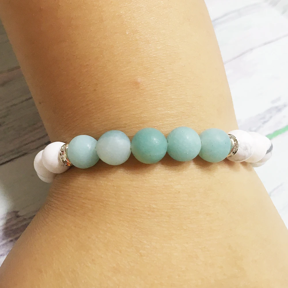Браслет Ruberthen из натурального камня модный дизайн матовый белый браслет Howlite Rose