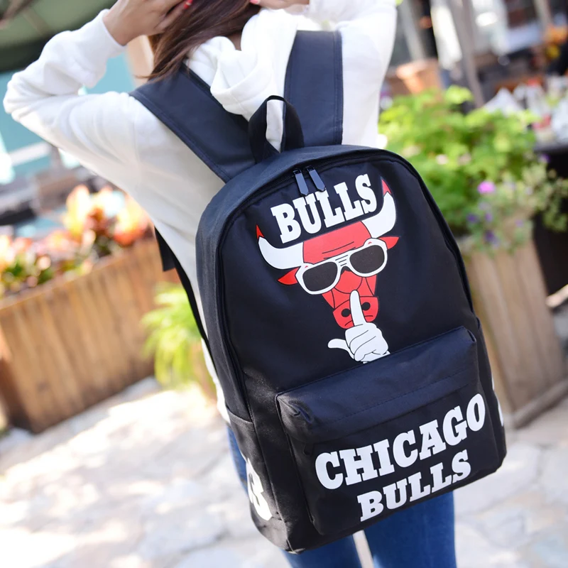 2018 Harajuku модные Chicago Bulls рюкзак Для женщин Повседневное ноутбук Письмо печати