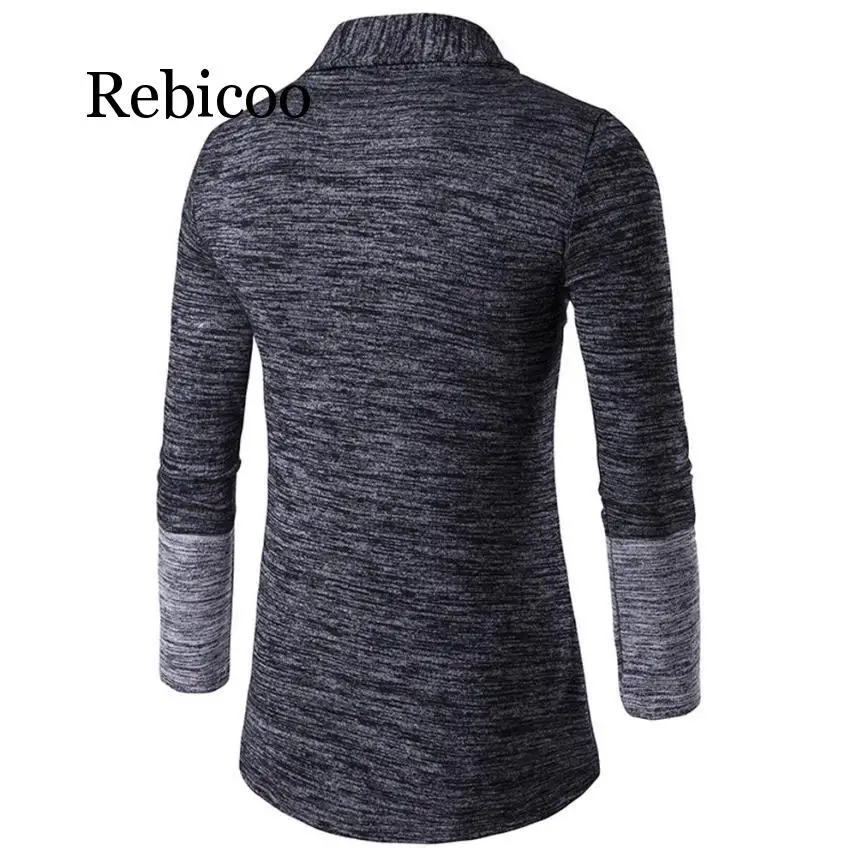 

2019 Men Autumn Winter Sweater Cardigan Knit Knitwear Coat Jacket Sweatshirt Patchwork Long Sleeve Fashion