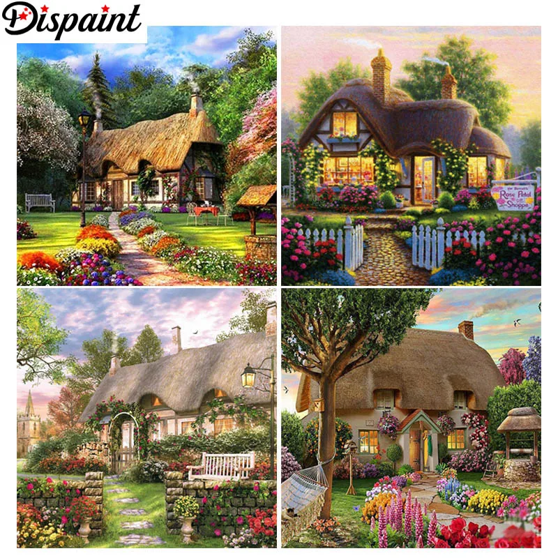 

Dispaint Full Square/Round Drill 5D DIY Diamond Painting "Dream hut landscape" 3D Embroidery Cross Stitch 5D Home Decor Gift