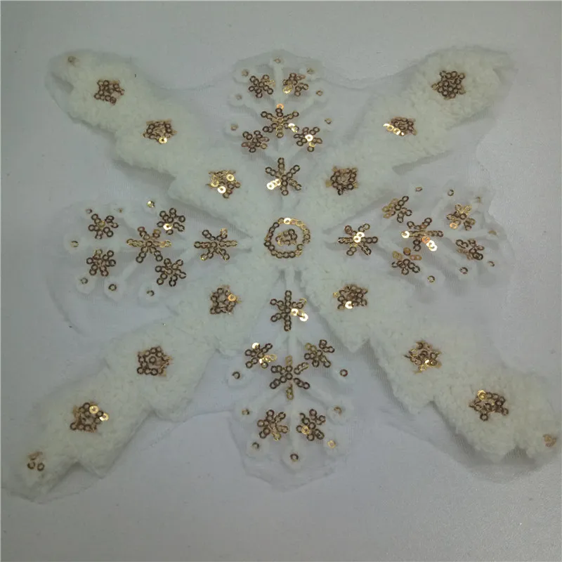 

5PCS Christmas Fur Sequined Snowflake Sticker Winter Wall Stickers Kids Clothes Christmas Decorations For Home New Year Stickers