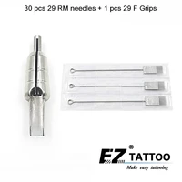 ez 30 pc magnum tattoo needles 29rm with 1 pc 316 stainless steel magnem bullet tubes 29f tattoo grip tattoo supply 1 setlot