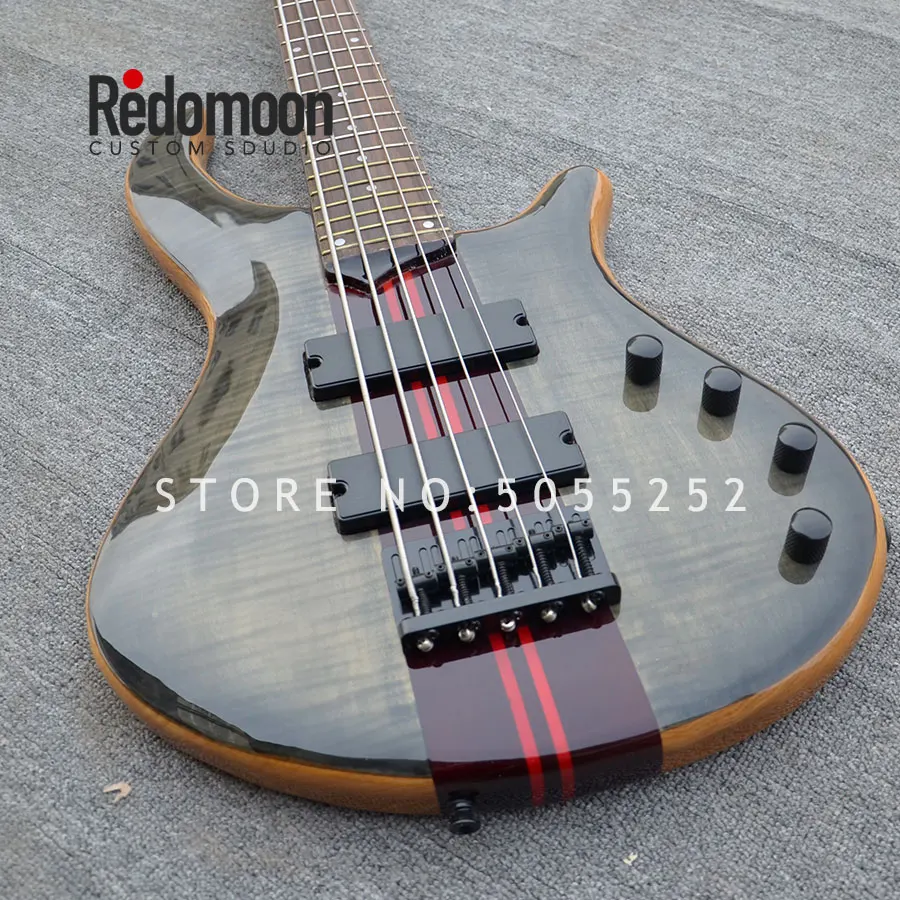 Фабрика на заказ 5 струн Mayones бас палисандр гриф с шеи-через пепельный корпус EQ электрический бас гитара музыкальный инструмент магазин