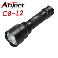 anjoet 1 mode c8 tactical flashlight xm l2 torch led waterproof light mode 18650 rechargeable battery for riding camping hiking