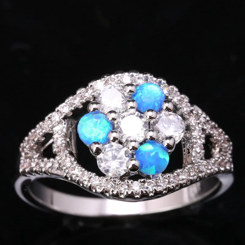 Милый стильный Небесно-Голубой огненный опал серебряное покрытие серебряные