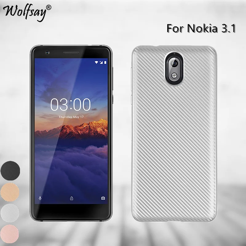 Мягкий резиновый силиконовый чехол для телефона Wolfsay Nokia 3 1 из углеродного