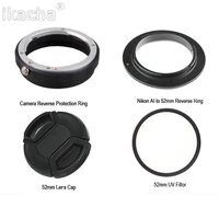 4 in1 macro lens reverse adapter protection set for nikon d80 d90 d3100 d3300 d5100 d5300 d5500 d7000 d7100 52mm uv filter