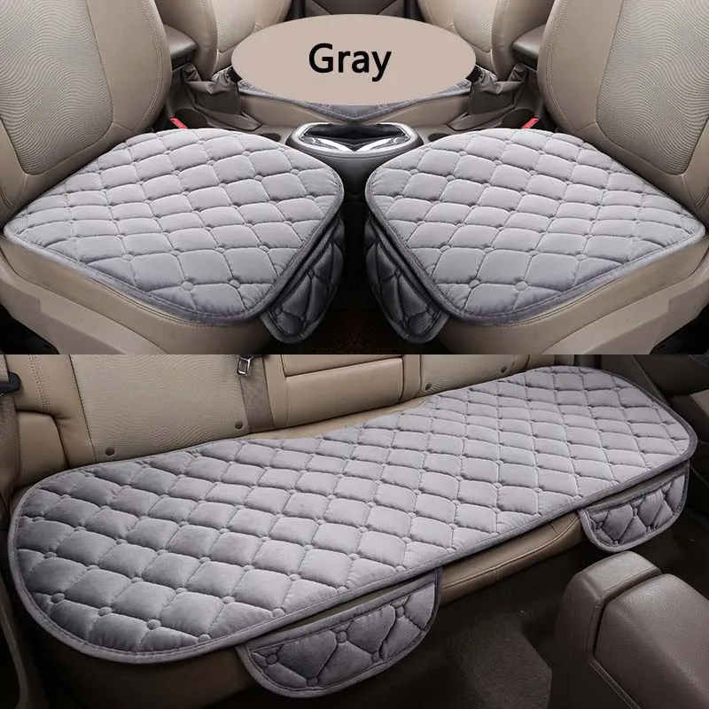 gray 1 set Горячее предложение, 3 шт./компл. универсальный для Toyota, с удобным квадратным Мягкий хлопок подушки сиденья автомобиля спереди на заднем сиденье чехлы авто кресло мат - Название цвета: gray 1 set