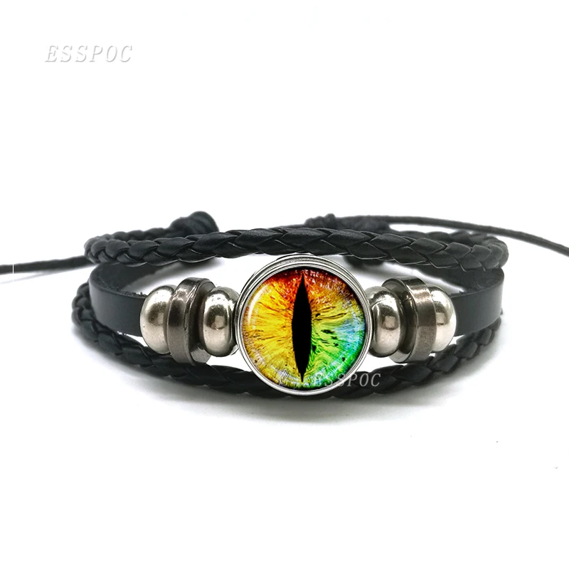 

Dragon Eyes Choker Bracelet Men Women Black Button Leather Bracelet Handmade Charms Fashion Accessories Jewelry Gifts